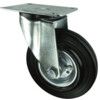Pressed Steel Castor With Swivel Plate, Rubber Trye, Steel Centre 125mm thumbnail-0