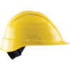 Safety Helmet With 6 Point Harness, Yellow, ABS, Vented, Reduced Peak, Includes Side Slots thumbnail-1