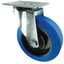 Medium Duty Swivel Plate Pressed Steel Castors, Blue Rubber Wheels thumbnail-0