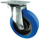 Medium Duty Swivel Plate Pressed Steel Castors, Blue Rubber Wheels thumbnail-1