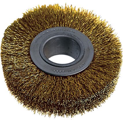 Industrial Rotary Wire Brush - Crimped - Brass Coated Steel Wire - 30SWG -  100 x 20 x 30mm