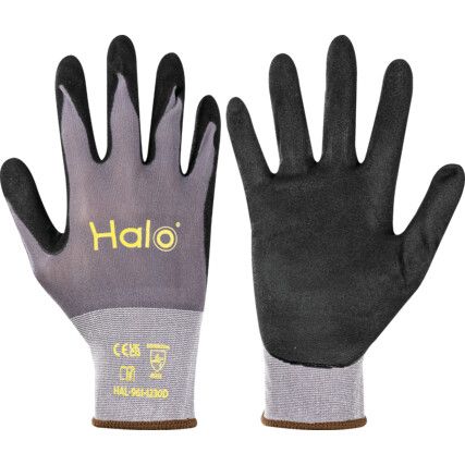 Mechanical Hazard Gloves, Grey/Black, Nylon/Spandex Liner, Sandy Nitrile Coating, EN388: 2016, 4, 1, 2, 1, X, Size 11