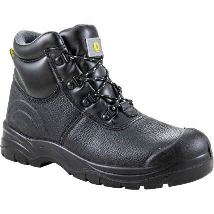 Safety Boots, Size, 3, Black, Leather Upper, Steel Toe Cap