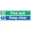 Fire Exit Keep Clear Rigid PVC Sign 450mm x 150mm thumbnail-0