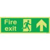 Fire Exit Arrow Up Photoluminescent Rigid PVC Sign 450mm x 150mm thumbnail-0