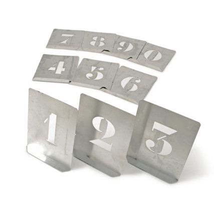 Numbers 0 to 9, Steel, Stencil, 60mm Character Height, Set of 10