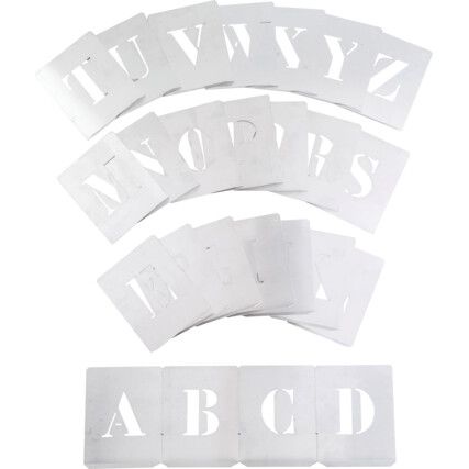 A to Z, Steel, Stencil, 60mm Character Height, Set of 26