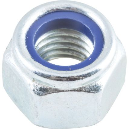 M12 Steel Lock Nut, Nyloc, Bright Zinc Plated, Material Grade 8