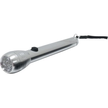 Handheld Torch, LED, Non-Rechargeable, 30lm, 30m Beam Distance, Silver