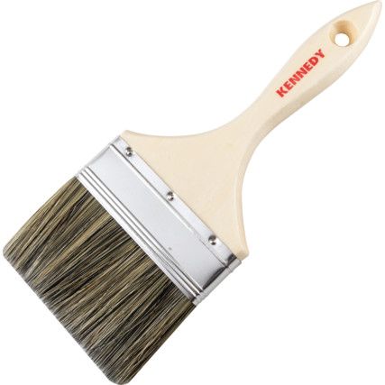 4in., Flat, Natural Bristle, Angle Brush, Handle Wood